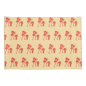 可愛いシルエット、ハッピーダンスアイボリーと赤 枕カバー (裏面-右)