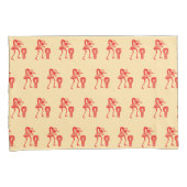 可愛いシルエット、ハッピーダンスアイボリーと赤 枕カバー (正面右)