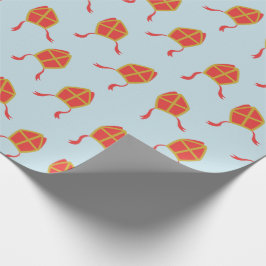 可愛いシンタークラースがライトブルーに似合う ラッピングペーパー