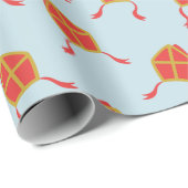 可愛いシンタークラースがライトブルーに似合う ラッピングペーパー (ロールコーナー)