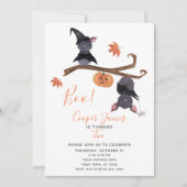 可愛いシンプルこうもりハロウィーンの子どもの2歳の誕生日 招待状 (正面)