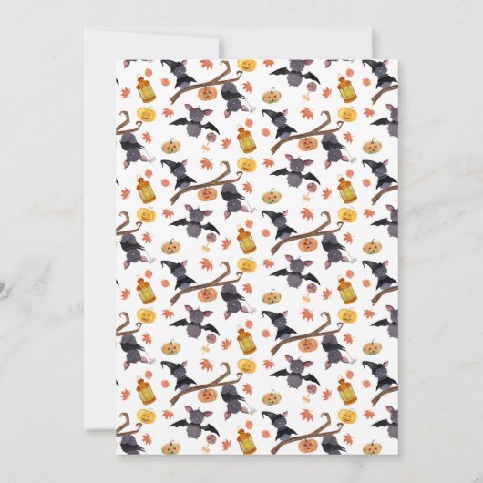 可愛いシンプルこうもりハロウィーンの子どもの2歳の誕生日 招待状 (裏面)