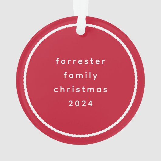 可愛いシンプルの波型パーソナライズされたの赤い写真 オーナメント (裏面)