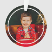 可愛いシンプルの波型パーソナライズされたの赤い写真 オーナメント (正面)