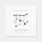 可愛いシンプルアクアブルースターモバイルベビーシャワー スタンダードカクテルナプキン (正面)