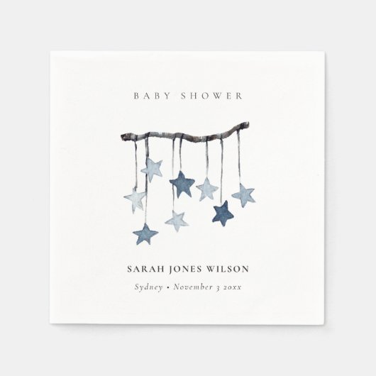 可愛いシンプルアクアブルースターモバイルベビーシャワー スタンダードカクテルナプキン (正面)