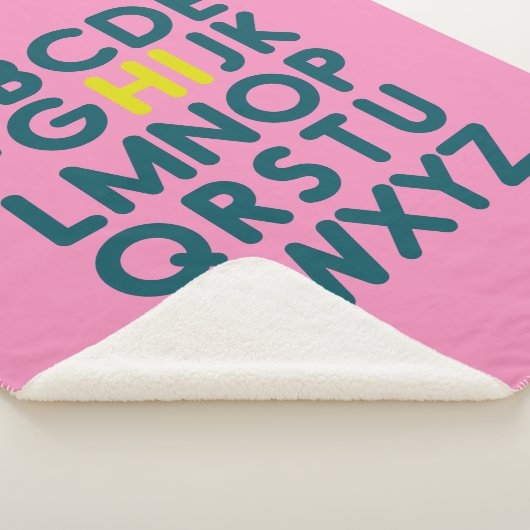 可愛いシンプルアルファベット文字アートのピンク シェルパブランケット (3/4)