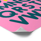 可愛いシンプルアルファベット文字アートのピンク ポスター (角)