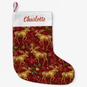 可愛いシンプルクリスマスの陽気な漫画トナカイのパテ スモールクリスマスストッキング (正面)