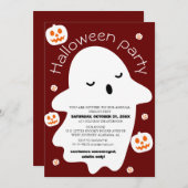 可愛いシンプルスプキーなハロウィーンの衣装パーティー 招待状 (正面/裏面)