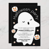 可愛いシンプルスプキーなハロウィーンの衣装パーティー 招待状 (正面/裏面)