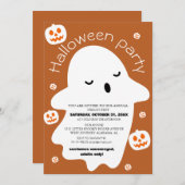 可愛いシンプルスプキーなハロウィーンの衣装パーティー 招待状 (正面/裏面)