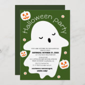 可愛いシンプルスプキーなハロウィーンの衣装パーティー 招待状 (正面/裏面)