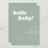 可愛いシンプルダスティージュハローベイビーシャワー 招待状 (正面/裏面)