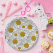 可愛いシンプルデイジー白い花柄 ペーパープレート (パーティー)
