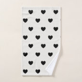 可愛いシンプルハート白黒パターン バスタオルセット (ハンドタオル)