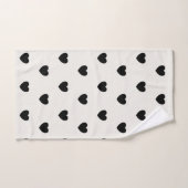 可愛いシンプルハート白黒パターン バスタオルセット (ハンドタオル)