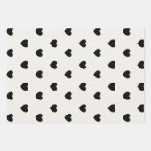 可愛いシンプルハート白黒パターン ラッピングペーパーシート (正面3)