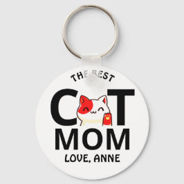 可愛いシンプルバレンタインの猫ママ キーホルダー
