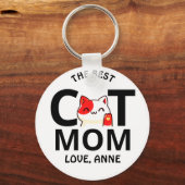 可愛いシンプルバレンタインの猫ママ キーホルダー (正面)