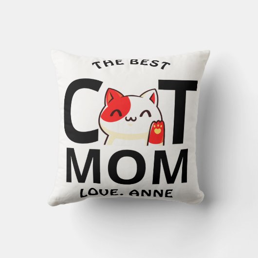 可愛いシンプルバレンタインの猫ママ クッション (裏面)