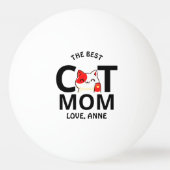 可愛いシンプルバレンタインの猫ママ 卓球ボール (正面)