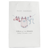 可愛いシンプルピンクの女の子の物干しバスライン赤ちゃんシャワー ミディアムペーパーバッグ (正面)