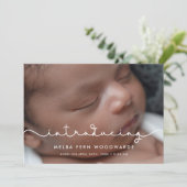 可愛いシンプルフォント紹介ベビー写真 案内状 (スタンド正面)