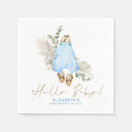 可愛いシンプルブルーとブラウンベビーシャワー スタンダードカクテルナプキン