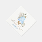 可愛いシンプルブルーとブラウンベビーシャワー スタンダードカクテルナプキン (角)