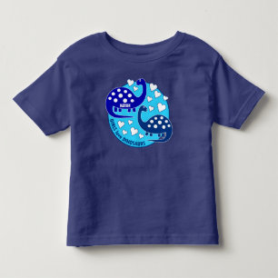 可愛いシンプルブルーガールズ恐竜 ハート トドラーTシャツ
