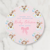 可愛いシンプルベビーモンキーバルーンピンクありがとう フェイバータグ (正面)