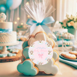 可愛いシンプルベビーモンキーバルーンピンクありがとう ラウンドシール