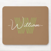 可愛いシンプルミニマルデザインモノグラムのブラウン マウスパッド (正面)