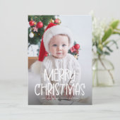 可愛いシンプルメリークリスマスの一枚の写真グリーン シーズンカード (スタンド正面)