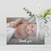 可愛いシンプル新生児シャワーカスタム写真 サンキューカード (スタンド正面)