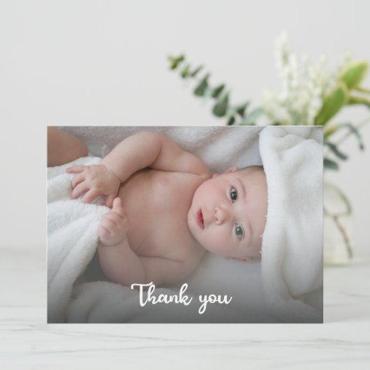 可愛いシンプル新生児シャワーカスタム写真 サンキューカード (スタンド正面)