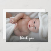 可愛いシンプル新生児シャワーカスタム写真 サンキューカード (正面/裏面)