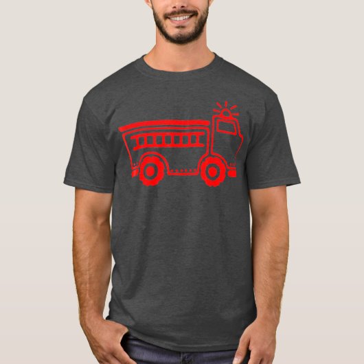 可愛いシンプル誕生日少年または赤い消防車 Tシャツ (正面)