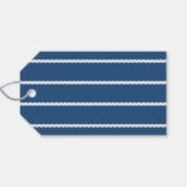 可愛いシンプル青い休日の波打つ白い線 ギフトタグ (裏面横)