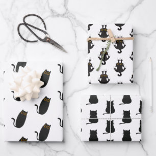 可愛いシンプル黒猫ラッピング紙 ラッピングペーパーシート