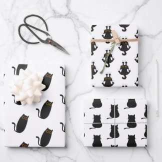 可愛いシンプル黒猫ラッピング紙 ラッピングペーパーシート
