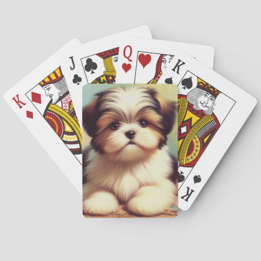 可愛いシーズー（犬）の子犬絵画の トランプ (裏面)