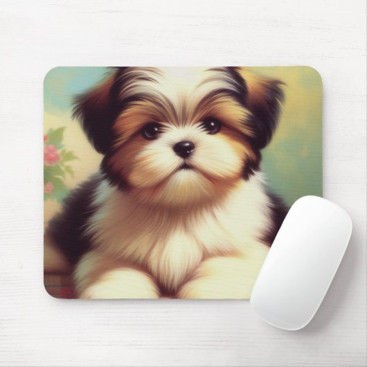 可愛いシーズー（犬）の子犬絵画の マウスパッド (マウス)