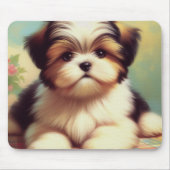 可愛いシーズー（犬）の子犬絵画の マウスパッド (正面)