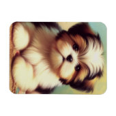 可愛いシーズー(犬)の子犬絵画の マグネット (横)