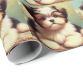 可愛いシーズー（犬）の子犬絵画の ラッピングペーパー (ロールコーナー)