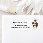 可愛いシーズー(犬)チズドッグのサンタハットクリスマスアートを着て ラベル (インサイチュ)