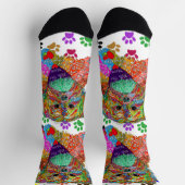 可愛いシーズー(犬)Tzuママ手プリントソックス ソックス (上部)