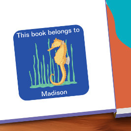 可愛いシーホースこれは蔵書票 スクエアシール